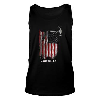 Us Flag Patriotic American Carpenter - Carpentry Gift Unisex Tank Top | Mazezy