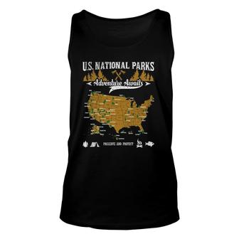 Us National Parks Adventure Awaits - Hiking & Camping Lover Unisex Tank Top | Mazezy