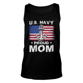 Us Navy Proud Mom Funny Cool Anchor Usa Flag Design Unisex Tank Top - Thegiftio UK