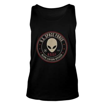 Us Space Force Insignia Alien Liaison Officer Funny Gift Unisex Tank Top | Mazezy