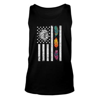 Usa Flag Feather Native American Heritage Day Indian Gift Unisex Tank Top | Mazezy