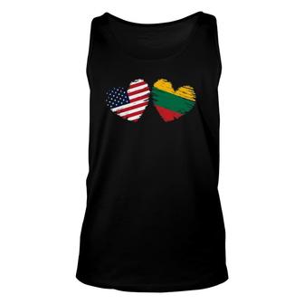 Usa Lithuania Flag Heart Valentines Day Lithuanian American Unisex Tank Top | Mazezy