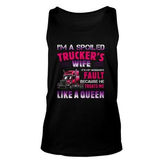 Valentine Trucker I'm A Spoiled Trucker's Wife Unisex Tank Top | Mazezy