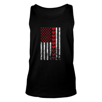Valentines Day Heart American Flag Unisex Tank Top | Mazezy