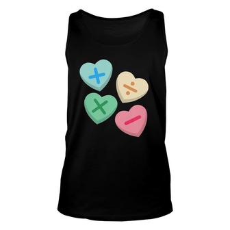Valentine's Day Hearts With Math Symbols Unisex Tank Top | Mazezy