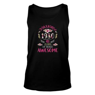 Vintage 1980 Flower Vintage January 1980 Unisex Tank Top - Thegiftio UK