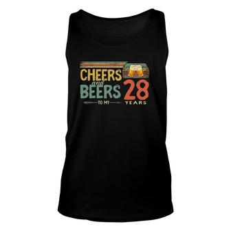 Vintage 28Th Birthday Retro Cheers And Beers To 28 Years Old Tank Top | Mazezy