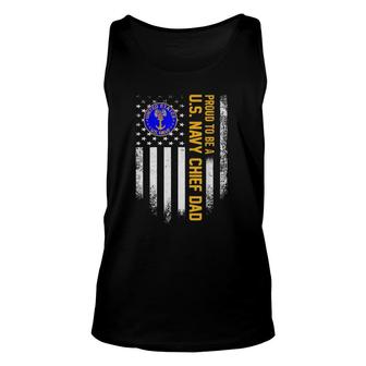 Vintage American Flag Proud To Be Us Navy Chief Veteran Dad Unisex Tank Top | Mazezy