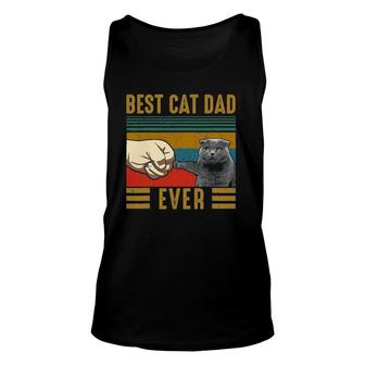 Vintage Best Cat Dad Ever Father's Day Scottish Fold Cat Unisex Tank Top | Mazezy