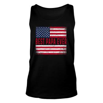 Vintage Best Papa Ever American Flag Father's Day Gift Unisex Tank Top | Mazezy