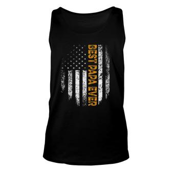 Mens Vintage Best Papa Ever Flag American Father's Day Tank Top | Mazezy