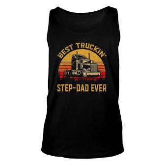 Vintage Best Truckin' Step-Dad Ever Retro Father's Day Gift Unisex Tank Top | Mazezy