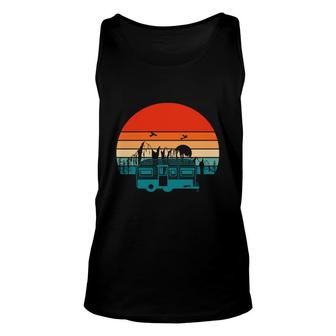 Vintage Camping Van Sunset Retro Style Travel Adventure Unisex Tank Top - Thegiftio