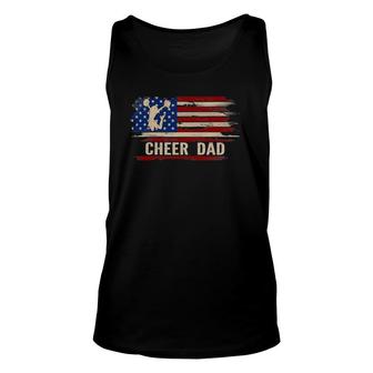 Vintage Cheer Dad American Usa Flag Cheerleading Dance Gift Unisex Tank Top | Mazezy