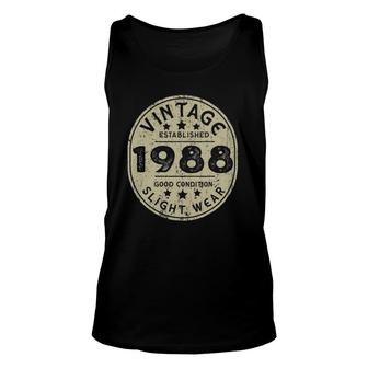 Vintage Established 1988 34Th Birthday Party Retro Men Unisex Tank Top | Mazezy CA