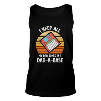 Mens Vintage Father's Day I Keep All My Dad Jokes In A Dad A Base Tank Top | Mazezy