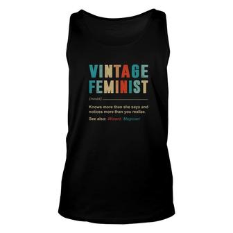 Vintage Feminist Knows More Than She Says And Notices More Than You Realize Tank Top | Mazezy
