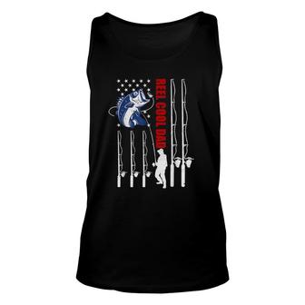 Mens Mens Vintage Fishing Dad Usa Flag Reel Cool Dad Father's Day Tank Top | Mazezy