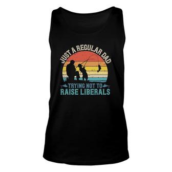 Mens Vintage Fishing Regular Dad Trying Not To Raise Liberals Tank Top | Mazezy