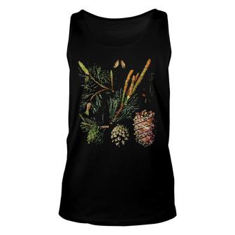 Vintage Inspired Xmas Floral Elements Botanical Chart Unisex Tank Top | Mazezy