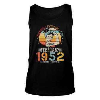 Vintage Legendary Awesome Epic Since February 1952 Birthday Tank Top | Mazezy