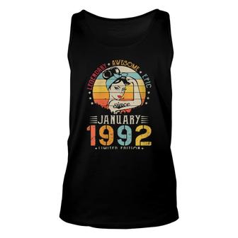 Womens Vintage Legendary Awesome Epic Since January 1992 Birthday Tank Top | Mazezy
