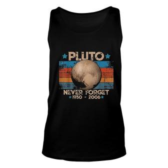 Vintage Never Forget Pluto Nerdy Astronomy Space Science V2 Unisex Tank Top - Thegiftio UK