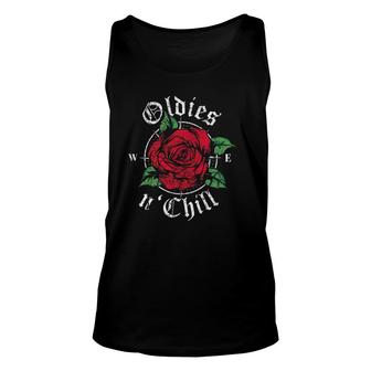 Vintage Oldies N' Chill Oldies Red Roses Oldies And Chill Unisex Tank Top | Mazezy