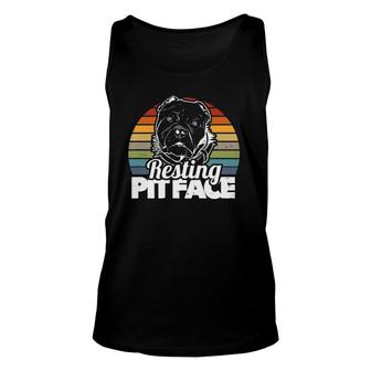 Vintage Pitbull Owner Funny Resting Pit Face Unisex Tank Top | Mazezy