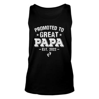 Vintage Promoted To Papa 2022 Fathers Day First New Dad Unisex Tank Top | Mazezy