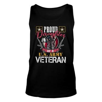 Vintage Proud Daughter Of A US Army Veteran Gift Mom Dad Unisex Tank Top | Mazezy