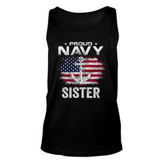 Vintage Proud Navy Sister With American Flag Gift Veteran Unisex Tank Top | Mazezy