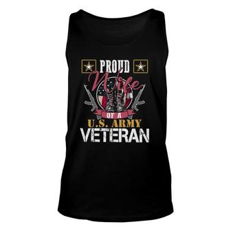 Vintage Proud Wife Of A US Army Veteran Gift Mom Dad Unisex Tank Top | Mazezy
