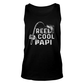 Mens Vintage Reel Cool Papi Fishing Dad Grandpa Fathers Day Tank Top | Mazezy