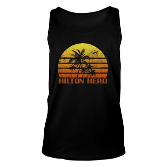 Vintage Retro Beach Vacation Hilton Head Island Sunset Unisex Tank Top | Mazezy UK