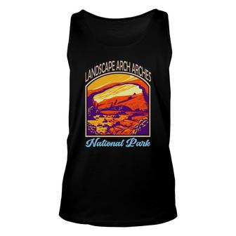 Vintage Retro Landscape Arch Arches National Park Travel Adventure Unisex Tank Top - Thegiftio