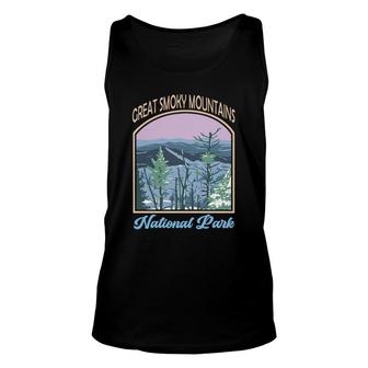 Vintage Retro Scenery Great Smoky Mountains National Park Travel Adventure Unisex Tank Top - Thegiftio UK
