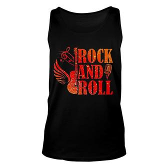 Vintage Rock And Roll Music Retro Rock Roll Orange Unisex Tank Top - Thegiftio UK