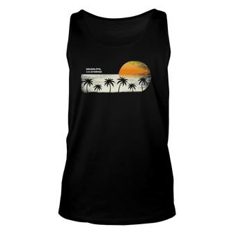 Vintage Sausalito Ca Ocean Sunset And Palm Trees Unisex Tank Top | Mazezy