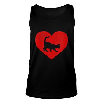 Vintage Siamese Cat Heart Love Valentine's Day Unisex Tank Top | Mazezy