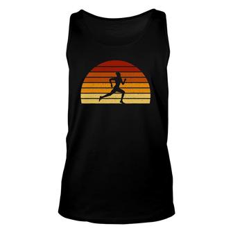 Vintage Sunset Running Gift For Runners Unisex Tank Top | Mazezy