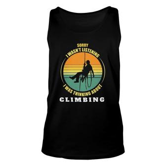 Vintage Sunset Silhouette I Was Thinking About Climbing Climber Tank Top | Mazezy