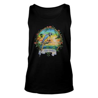 Vintage Tropical Sunset Beach Parrot Trip To Key West Unisex Tank Top | Mazezy