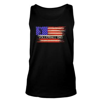 Vintage Usa American Flag Proud Volleyball Dad Silhouette Unisex Tank Top | Mazezy