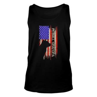 Vintage Usa Flag Proud Pitbull Dog Grandpa Pittie Silhouette Tank Top | Mazezy