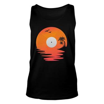 Vinyl Record Retro Disk Sea Beach Turntables Design For Dj Unisex Tank Top | Mazezy DE