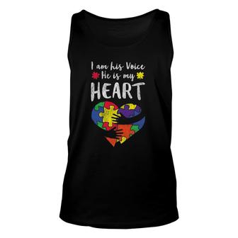 I Am His Voice Mom Dad Autistic Kids Autism Awareness Tank Top | Mazezy