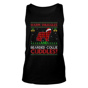 Warm Snuggles And Cuddles Ugly Bearded Collie Christmas Unisex Tank Top | Mazezy