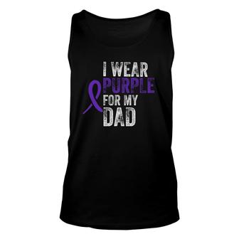 I Wear Purple For Dad Distressed Pancreatic Cancer Awareness Tank Top | Mazezy