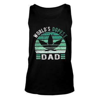 Weed Green Color Worlds Dopest Dad Funny Leaf Gift For Men Women Unisex Tank Top - Seseable